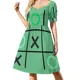 thumbnail image 2 of Tres en raya, X y O, Ceros y Cruces (degradado verde), Vestido sin mangas, vestidos de fiesta, vestidos de noche, Vestido de mujer, 2 of 7