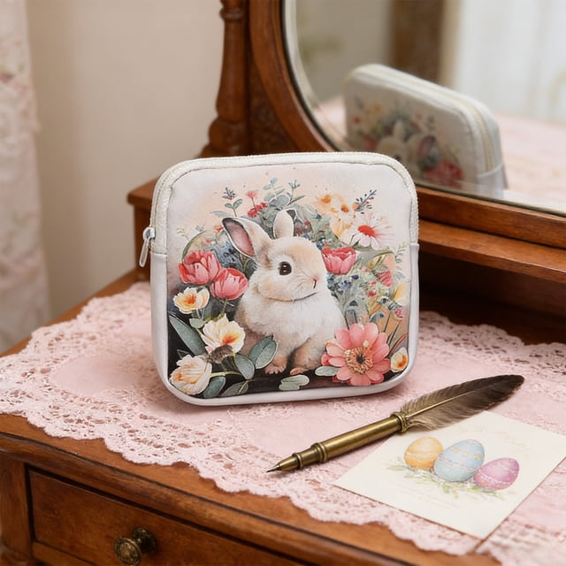 Easter Mini Bunny Storage Bag Cartoons Compact Waterproof Storage Bag Cute Animals Patterns Portable Storage Bag Suitable For Storing Small Items
