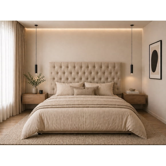 Cabecera El Bazar Store Capitonada Soho Beige Queen Moderna