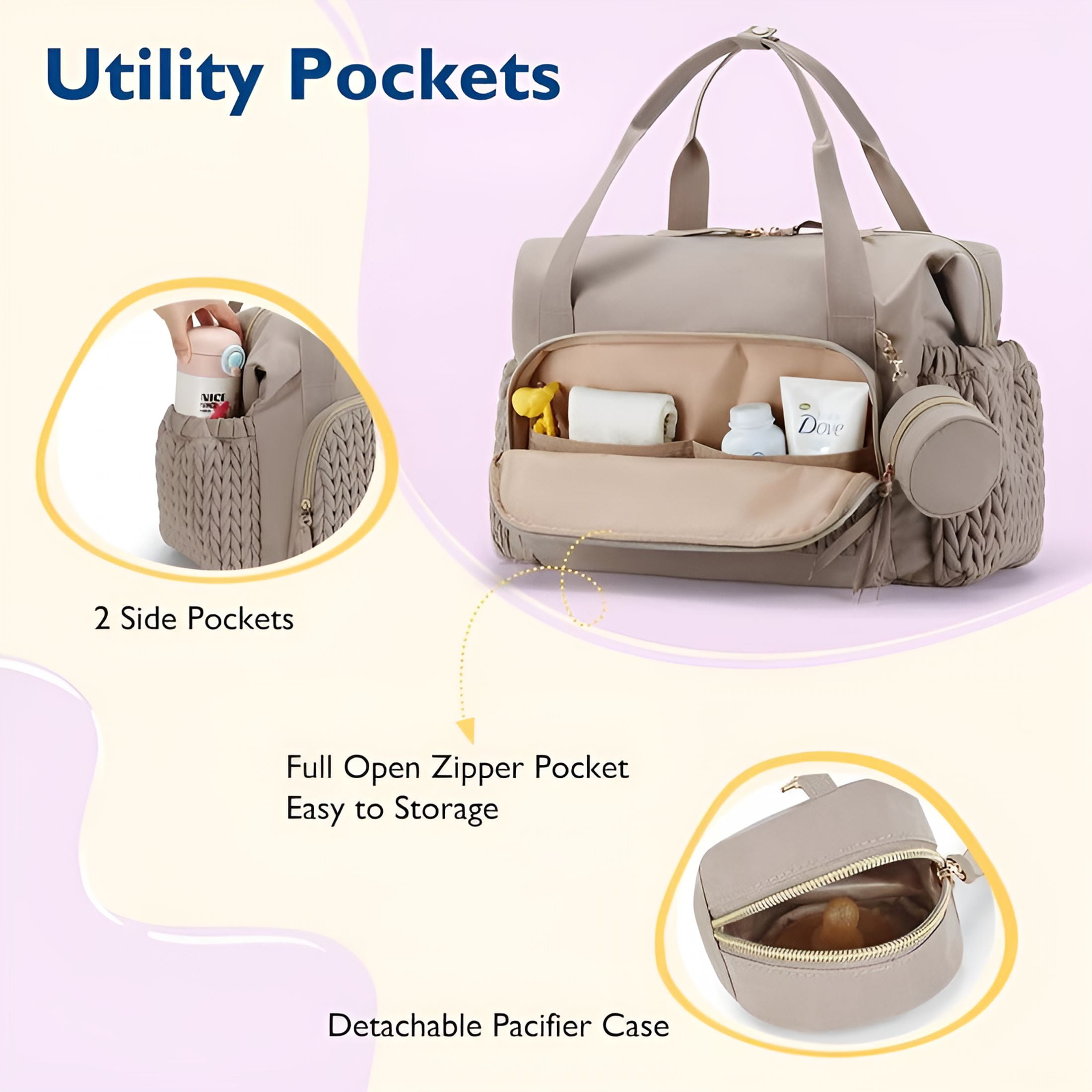 GASTROPOD 2026 New Diaper Bag Tote,Large Capacity Travel Diaper Bags,Hospital Bag for Labor Delivery,Baby Bag with Pacifier Case for Travel,Outing,Stroller,Baby Shower