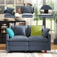 thumbnail image 3 of BedLuxury 57'' Loveseat Sofa for Small Spaces,Cozy Cloud Couch with Deep Seats for Living Room & Corner Decor,Blue, 3 of 7