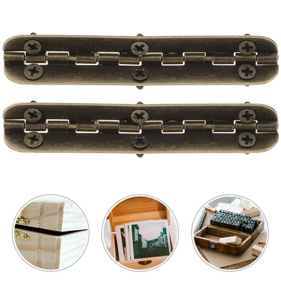 Masteelf 12pcs Long Hinges Wooden Box Hinges 6 Holes Continuous Hinge Butt Hinges For Cabinet Doors