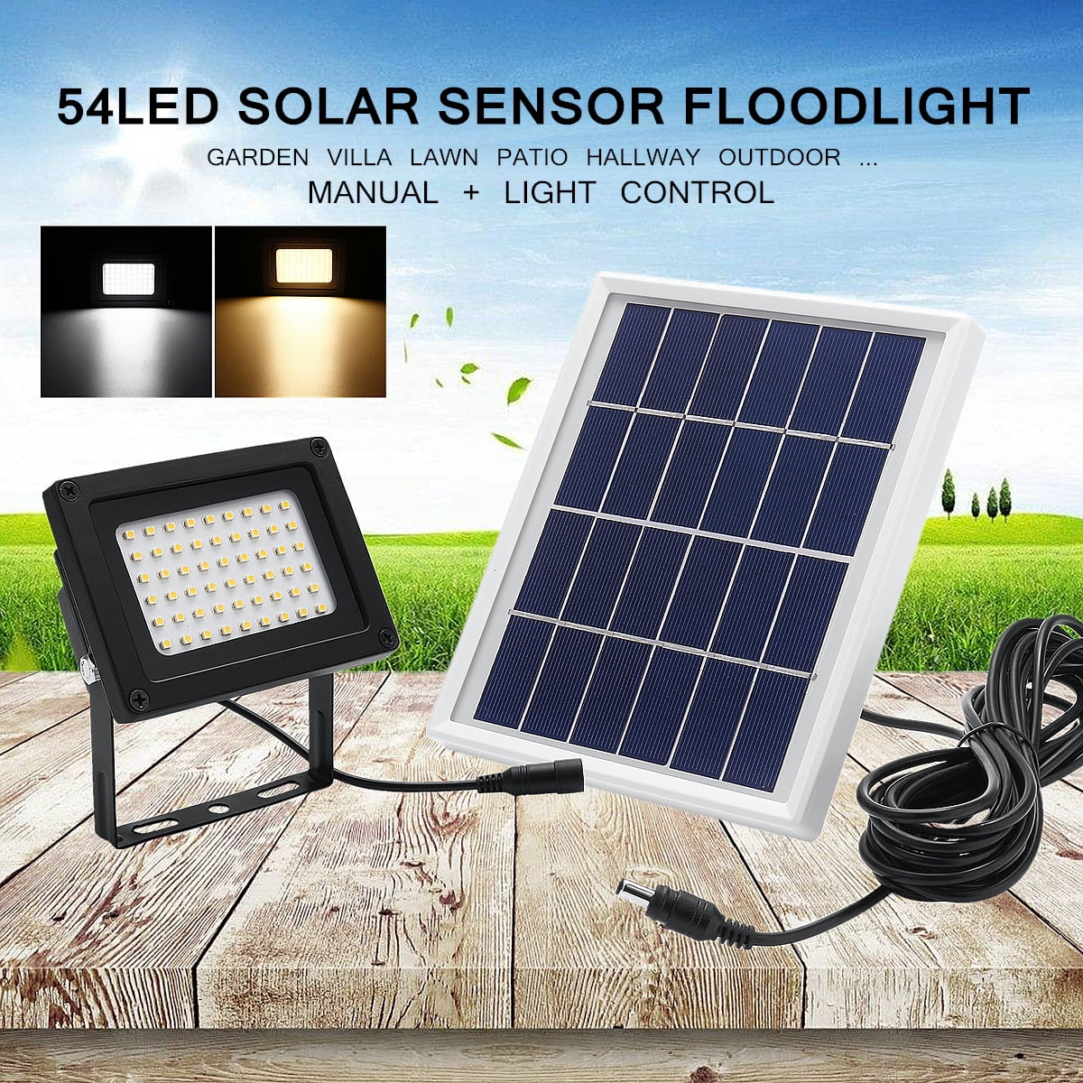 54 LED Super Bright Solar Powered Lamp Flood Light Spot Lamp Wall Light