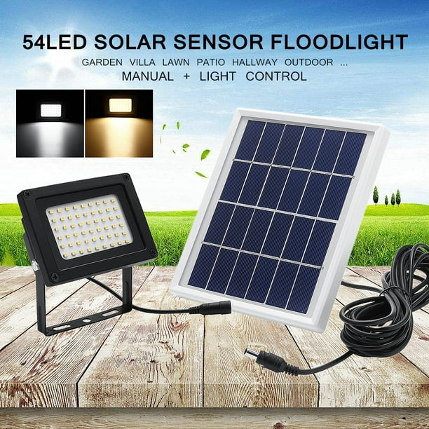 54 LED 400LM Solar Powered Super Bright Lamp + Solar Panel Flood Night Light Spot Lamp Duskto