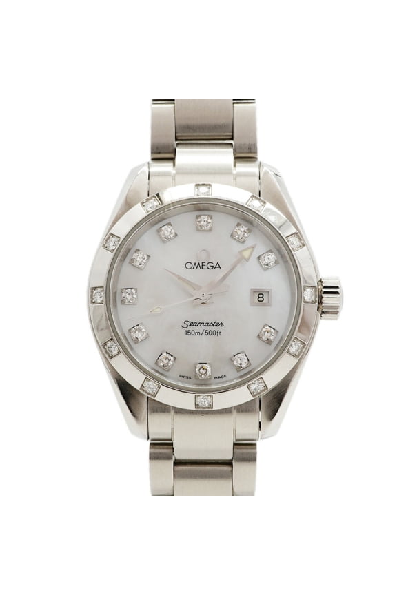 Pre-Owned Omega Seamaster Aqua Terra Diamond 2575.75 White Dial Women's Watch