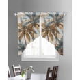 thumbnail image 3 of Navy Blue Brown Palm Tree Swag Valances for Windows, Tropical Leaves Vintage Rod Pocket Sheer Valances for Small Windows, Swag Toppers Light Filtering for Kitchen Living Room 2 Panels 28''x36'', 3 of 6