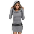 thumbnail image 6 of Lovskoo Women Classic Plaid Sweatshirt Dress Long Sleeve Hooded Tunic Dresses Dressy Vintage Dress Gray, 6 of 7