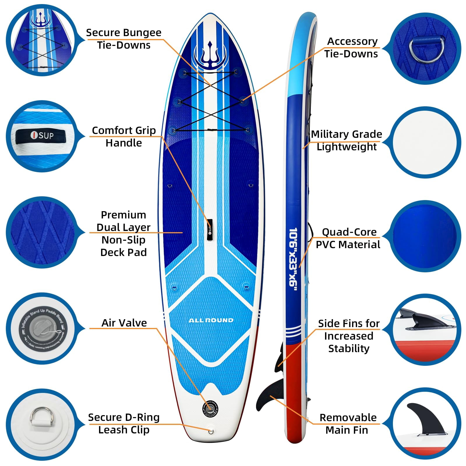 Inflatable Stand Up Paddle Boards, with SUP Paddle Board Accessories, Wide Stable Design, Non-Slip Comfort Deck for Youth & Adults