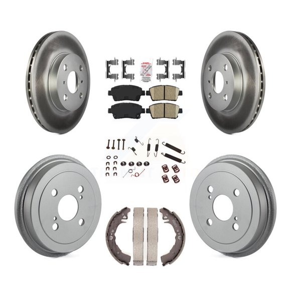 Transit Auto Front Rear Disc Brake Rotors Ceramic Pads and Coated Drum Kit (7Pc) for Car 2001-2005 Toyota Echo KGA-104233