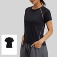thumbnail image 2 of Womens Workout Tops Short Sleeve Crew Neck Yoga Pilates Breathable Athletic Gym Running Shirts Black, 2 of 6
