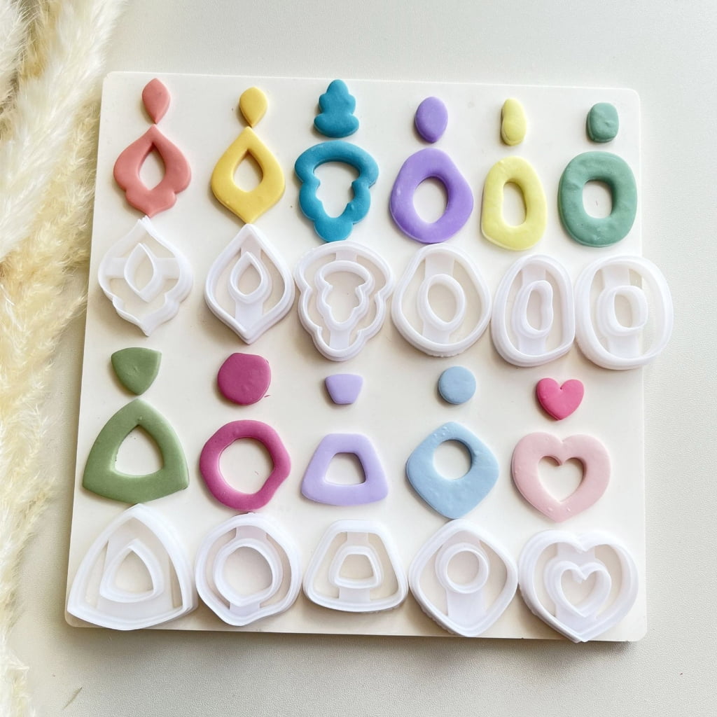 lanema 11pcs Soft Clay Molds for Earrings Irregular Geometric Patterns Mould for Ear Pendant Stylish Jewelry Making Supplies