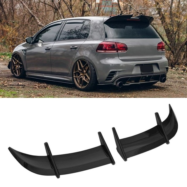 Akozon 2PCS Car Rear Trunk Spoiler Bright Black Wind Pressure Reduction Spoiler Rear Spoiler Lid Kit Fit For MK6 Models