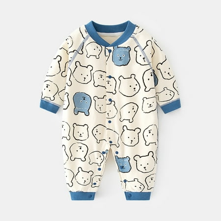

Baby Jumpsuit Baby Boneless Long Sleeve Home Cotton Climbing Suit Baby Printed Across The Door blue 73CM