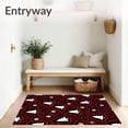 thumbnail image 3 of ODIKA 5'x7' Machine Washable Non-Slip Area Rug, Whimsical Holiday Icon with Stylized Trees and Stars Floor High Traffic Rug with Pad, Black, 630417, 3 of 8