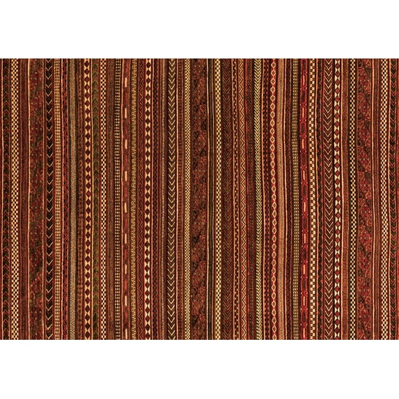 Ahgly Company Indoor Rectangle Oriental Orange Modern Area Rugs, 2' x 4'