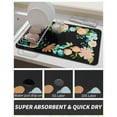 thumbnail image 2 of Coffee Mat Hide Stain Rubber Backed Absorbent Dish Drying Mat for Kitchen Counter-Coffee Bar Accessories Fit Under Coffee Maker Coffee Machine Espresso Machine Dish Rack Floral BLACK 12X19, 2 of 6