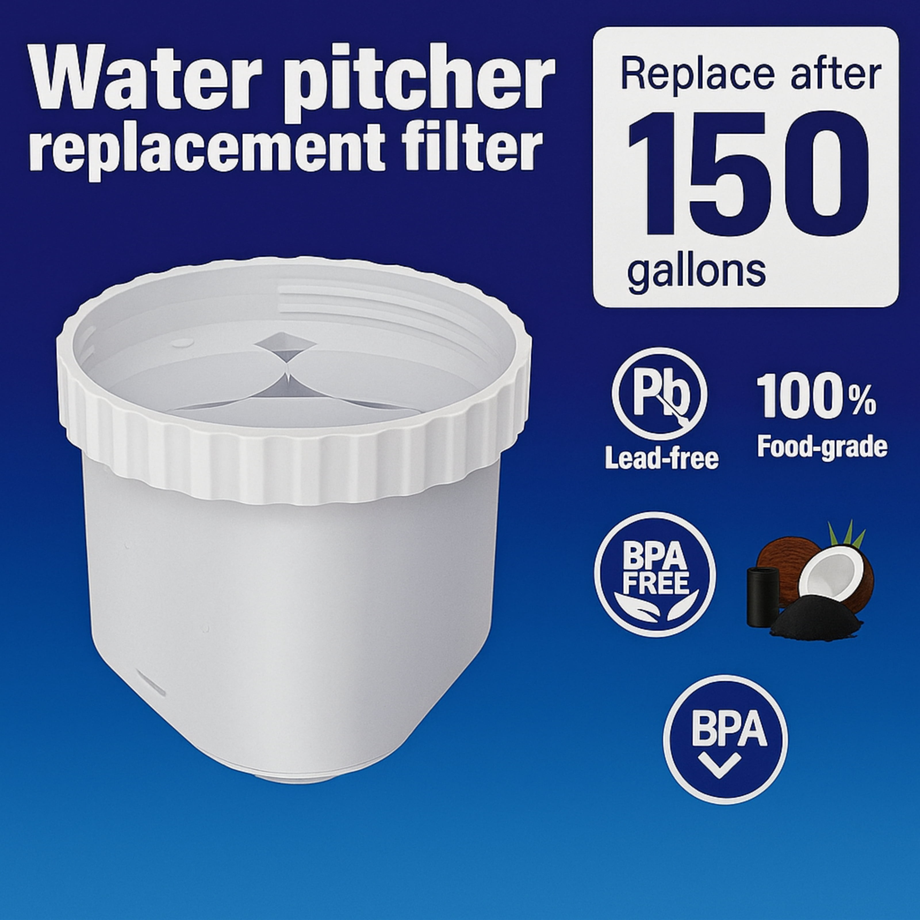 Nispira Water Pitcher Filter Replacement For Epic Pure, Seychelle, Aquagear Dispenser 150 Gallon 4 Pack