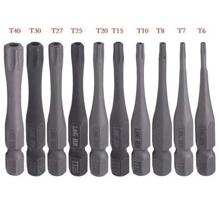 

qiya 10pcs T6 For T10 T15 T20 T30 T40 50mm Torx Long Screwdriver Bit Magnetic Insert Bits