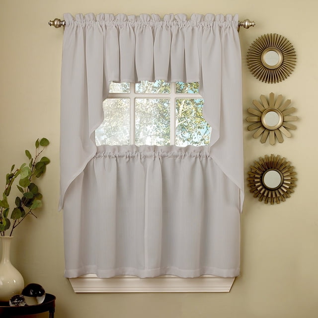 Set de cortinas de cocina Sweet Home Collection Ribcord Grey