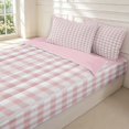 thumbnail image 3 of Manfei Modern Checkered Zipper Queen Comforter Set with Fitted Sheet and 2 Pillowcases,Geometric Check Zipper Bedding Set,Pink Red,Pink Reversible,4pcs, 3 of 8