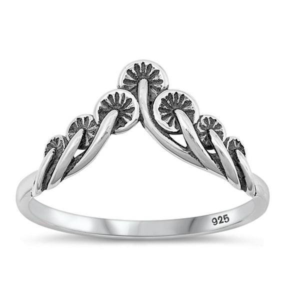 Classic Chevron Mushroom Ring .925 Oxidized Sterling Silver Band Jewelry Female Male Unisex Size 10