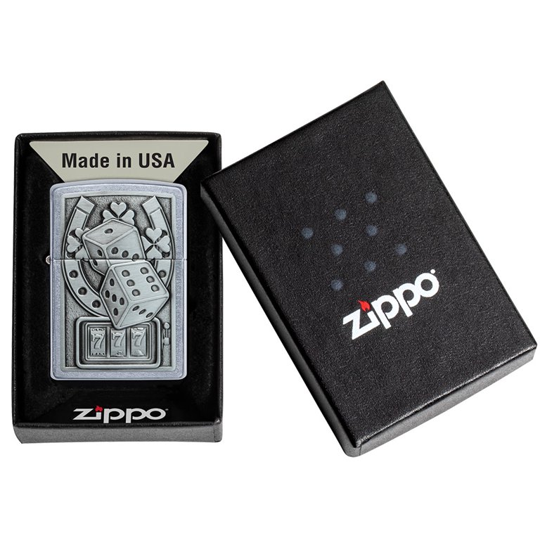 Zippo Lucky 7 Emblem Street Chrome Pocket Lighter