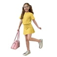 thumbnail image 3 of Grblisyd Girls 2 Piece Outfits Cute Solid Color Short Sleeve Tops and Casual Skirt Set, 3 of 5