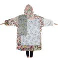 thumbnail image 2 of Oversized Wearable Blanket Hoodie,Pioneer Flower Floral Print Pattern Sherpa Blanket Hoodie with Super Pockets,Super Warm Fuzzy Pullover for Women & Men, 2 of 6