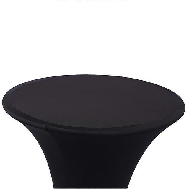 Black Stretchy Polyester Tablecloth with Elastic Bands for Bar Cocktail Tables and Event Decorations 47x47x30 inches