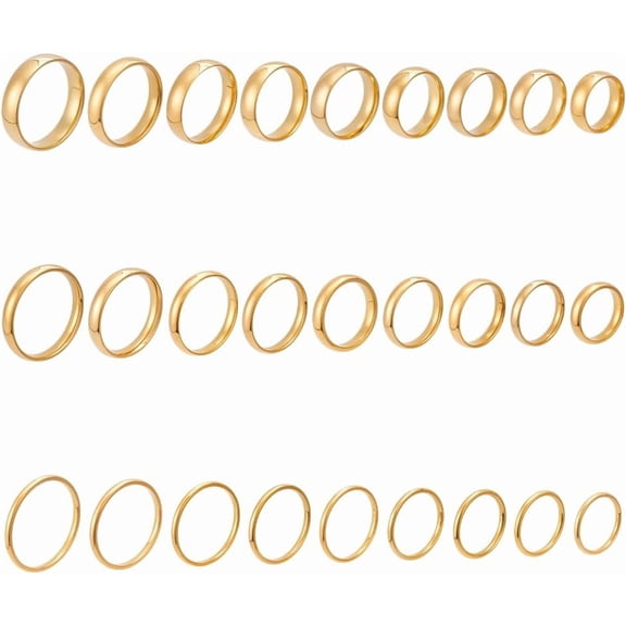 27Pcs 27 Styles Non Rings Set for Women Stainless Steel Finger Rings Bulk Plain Band Plain Stacking Knuckle Fashion Thin Ring Set for Women Man