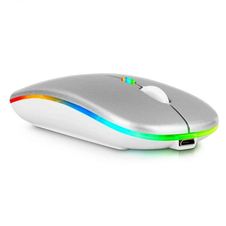 2.4GHz & Bluetooth Mouse, Rechargeable Wireless LED Mouse for MediaPad M2 8.0 ALso Compatible with TV / Laptop / PC / Mac / iPad pro / Computer / Tablet / Android - Silver