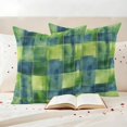 thumbnail image 3 of Blue Green Plaids Pillow Covers 2 Pack Geometric Watercolor Grids Pillowcase Waterproof Outdoor Throw Pillow Cover for Patio Garden Square Cushion 16”x16”, 3 of 9
