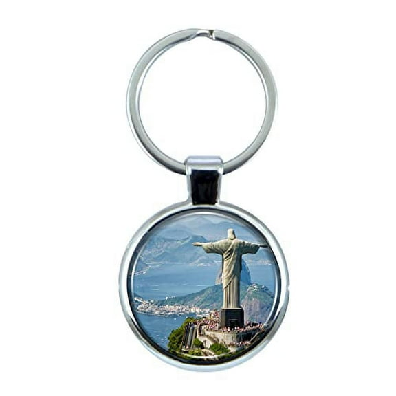 Rio de Janeiro Keychain with Epoxy Dome and Metal Keyring