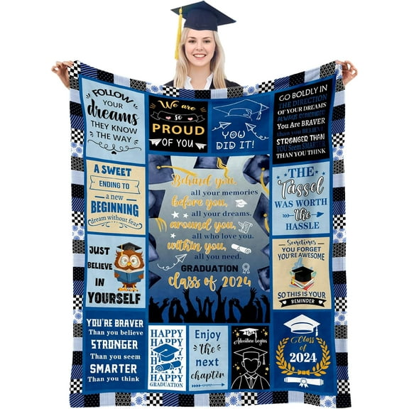 Graduation Gifts 2024, Graduation Blanket for Him, Graduation Decorations Class of 2024, College/PhD/Masters Degree Graduation Gifts, 2024 Graduate Gifts Flannel Blanket 50" X 60"