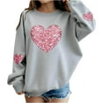thumbnail image 2 of Girls Kids Glitter Heart Sequin Sweatshirt - Soft Oversized Stretch Long Sleeve Top, Gray Casual Daily Wear for Kids Teen Girls,Size 6-7T, 2 of 5