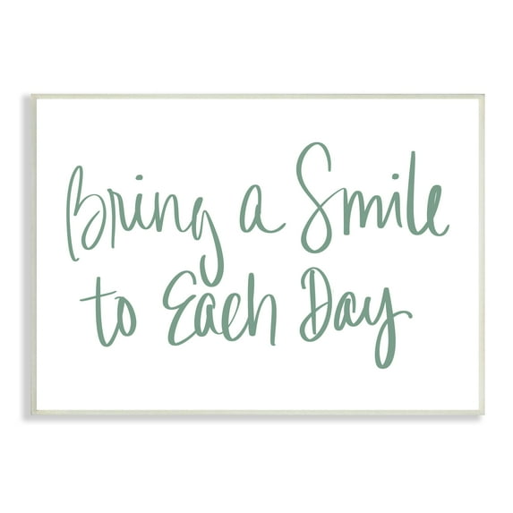 Stupell Industries Bring A Smile Each Day Phrase Green Cursive, 13 x 19, Designed by Sd Graphics Studio