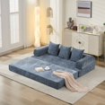 thumbnail image 5 of Comfy Convertible Folding Mattress Couch, Floor Sofa Bed, Chenille Floor Sofa with Armrest, Floor Sofa Lounge Couch for Living Room Bedroom Lounge Studio (Blue), 5 of 12