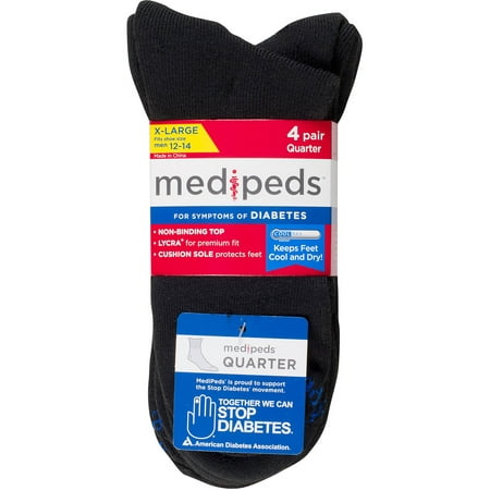 MediPeds - Medipeds Big Men's Diabetic Quarter Socks with Coolmax and ...