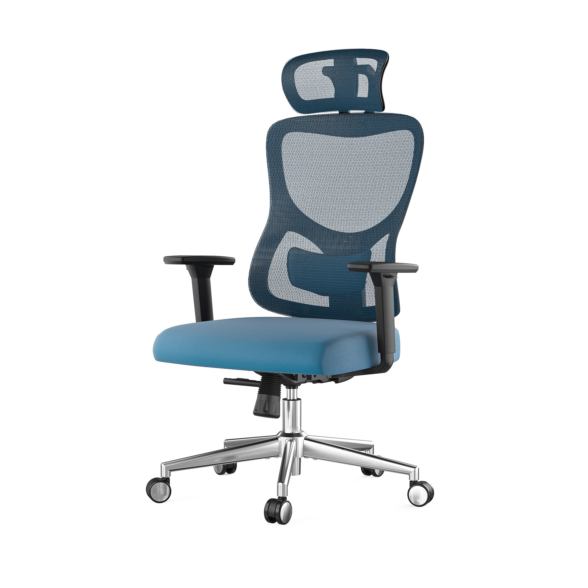 MAYEERTY Ergonomic Mesh Home Office Chair with Headrest, Adjustable Lumbar Support, 3D Armrests, Blue