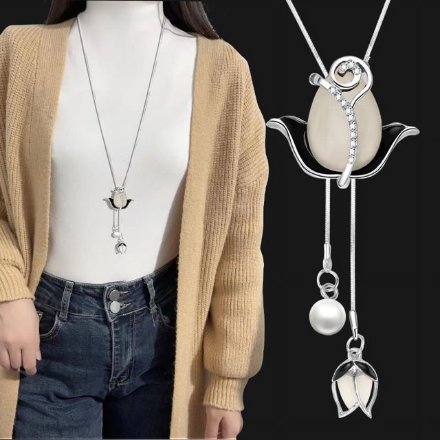 Collar de cadena de suéter de payaso de cristal para mujer, estilo coreano, con cadena de suéter para ropa, colgante de borla larga