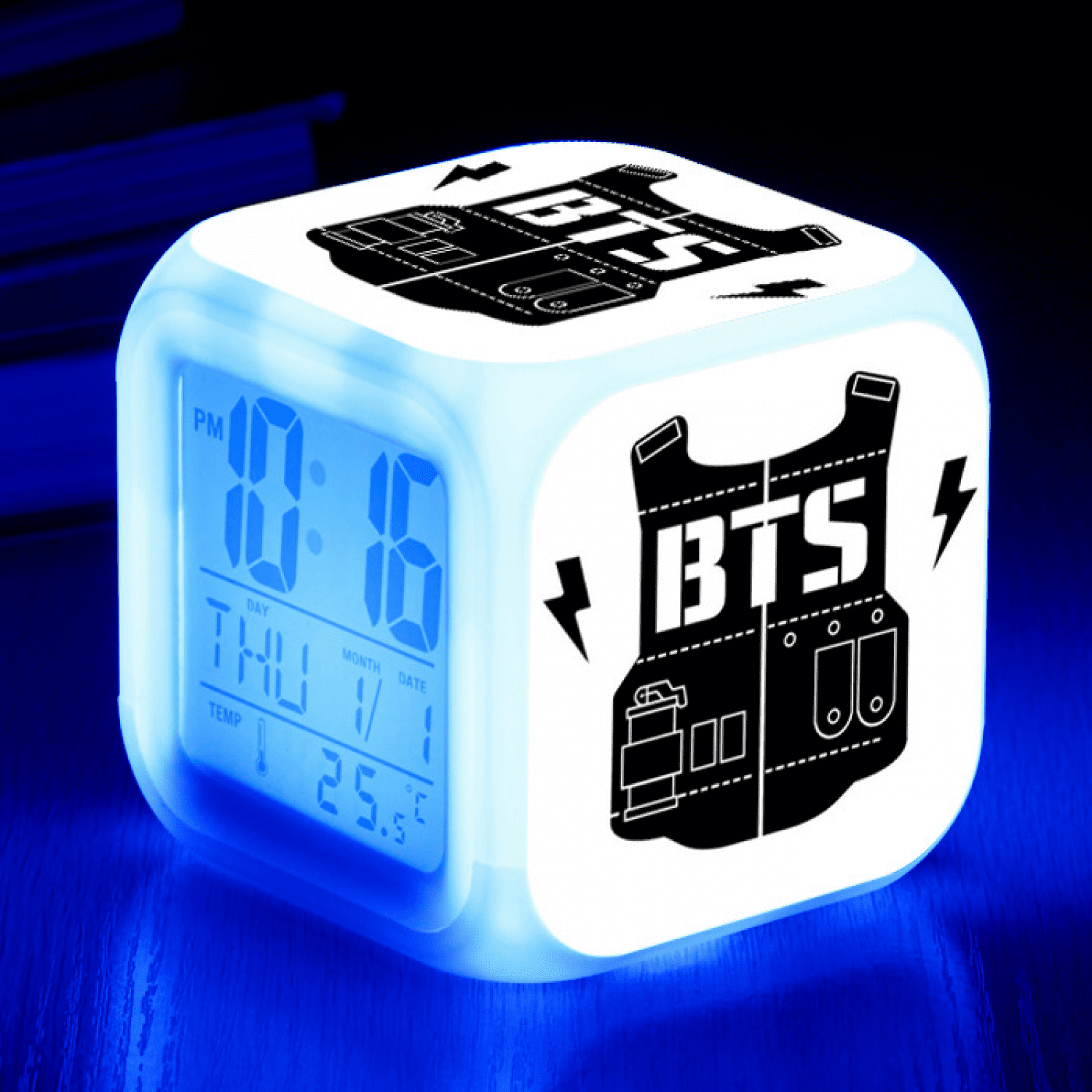 JUSTUP LED Digital Bedroom Alarm Clock Easy Setting Cube Wake Up Clocks