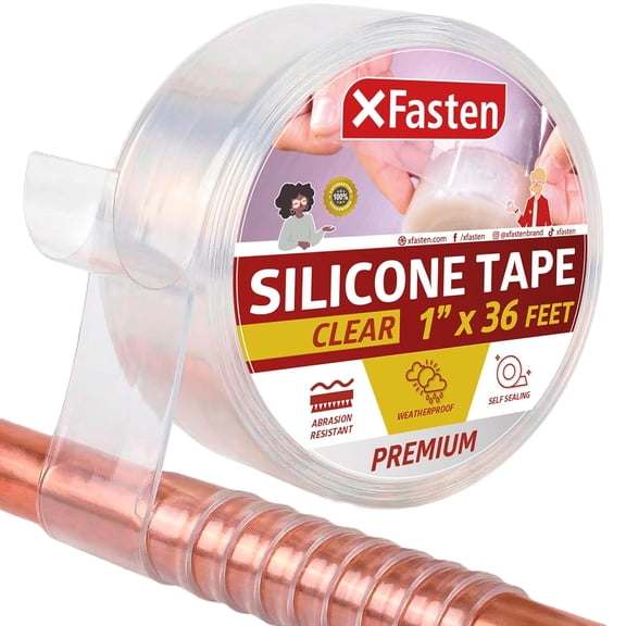 XFasten Silicone Tape, Clear, 1" x 36 Feet, Self-Fusing Waterproof Tape