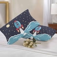 thumbnail image 2 of Waterproof Throw Pillow Covers Set of 2, 20x12 Inch Cartoon Rocket Decorative Pillowcases Outdoor Pillow Slip Cushion Covers Set for Couch Tent Chic Cute Funny Stars Moon Sky Clouds, 2 of 7