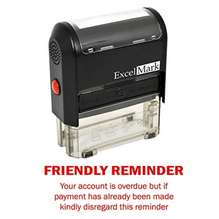 Friendly Inks - FRIENDLY REMINDER OVERDUE - Self Inking Bill Collection Stamp in Red Ink
