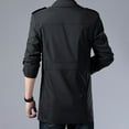 thumbnail image 4 of Wyobmus Men's Handsome Fashion Trench Coat Solid Color Button Pocket Overcoat Medium Long Sleeve Casual Windcoat Coat B-Black, 4 of 4