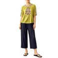 thumbnail image 7 of IUYRTFE Women's Embroidered Short Sleeve Top and Cropped Pants Set with Pockets Cotton Linen Blend Casual Two Piece Outfit, 7 of 7