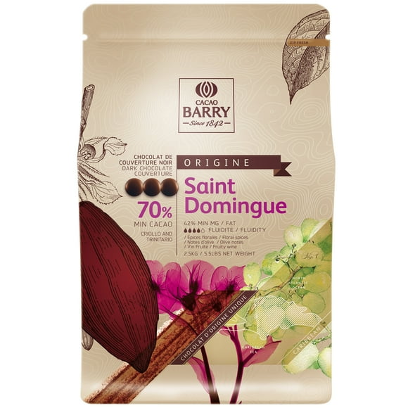 Cacao Barry Origine Saint Domingue 70% Dark Chocolate Pistoles 5.5 lb.
