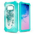 thumbnail image 1 of for Samsung Galaxy S10 HD Glass and Full Protection Hard TPU Liquid Glitter Bling Sparkling Cute Woman Girl Case Phone Case PU Shock Bumper Scratch Guard Skin Wrap Slim Cover (Teal), 1 of 4