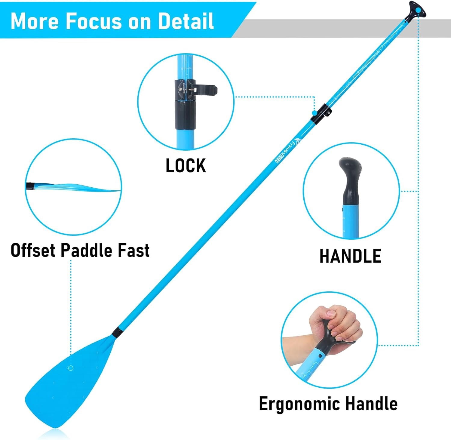 Fiberglass Paddle Board Paddle Effortless Adjustment & Transport Sup Paddle Lever Lock Kayak Paddle