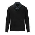 thumbnail image 3 of UVEASISHA Mens Shawl Collar Sweater Slim Fit Long Sleeve Ribbed Knit Pullover Kangaroo Pocket Jumper Sweaters Fall Winter Casual Stylish Tops Limited Time Sales Black L, 3 of 6